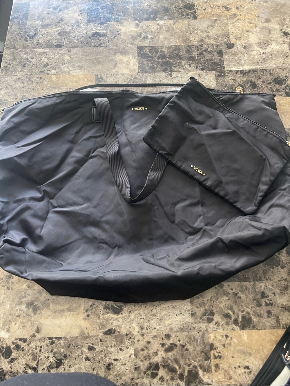 Tocca Black Nylon Duffel with Matching Zip Pouch